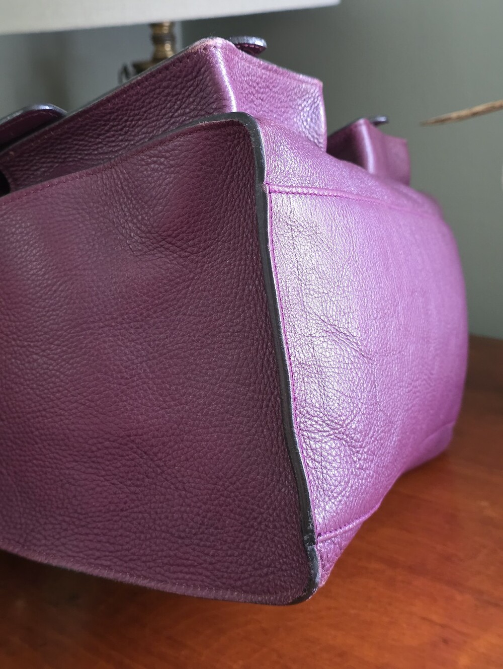 Mulberry Roxanne Purple Darwin Leather Satchel Shoulder Bag Gold Hardware Y2K - Picture 9 of 16